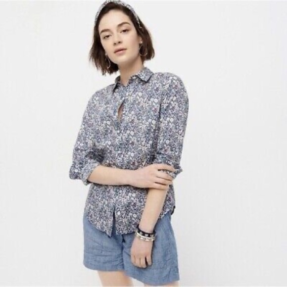 J. Crew Slim perfect button down shirt in Liberty® Summer Blooms blue white sz 4 - Picture 3 of 9